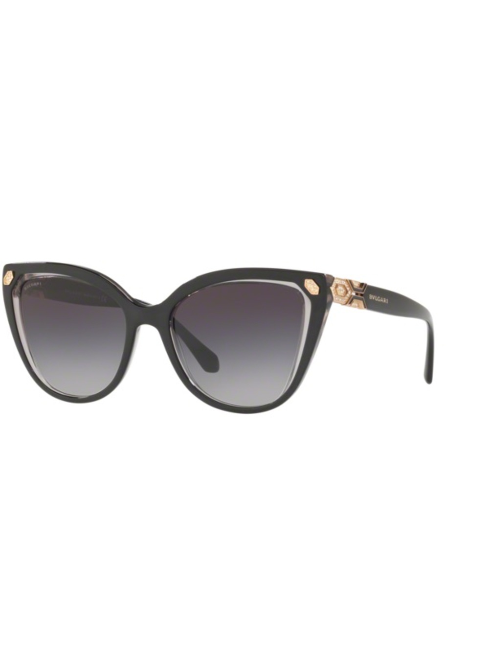 Bulgari Black Cat-Eye Sunglasses with Gold Accents